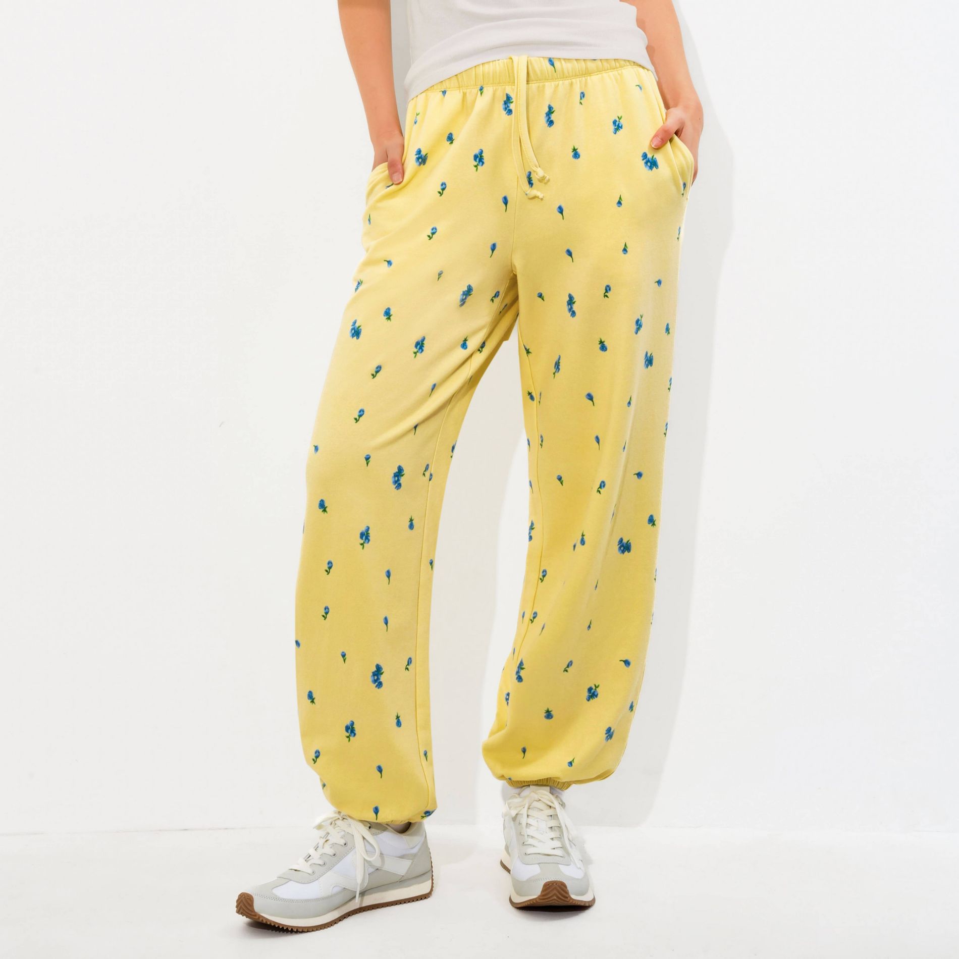 Women's Ankle Length Joggers - Wild Fable™ Yellow Floral
