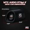 MTX AUDIO RT8PT 8 Inch 240 Watt Car Loaded Universal Powered High Performance Amplified Tube Box Vented Subwoofer Enclosure, RCA Connectivity - 3 of 4