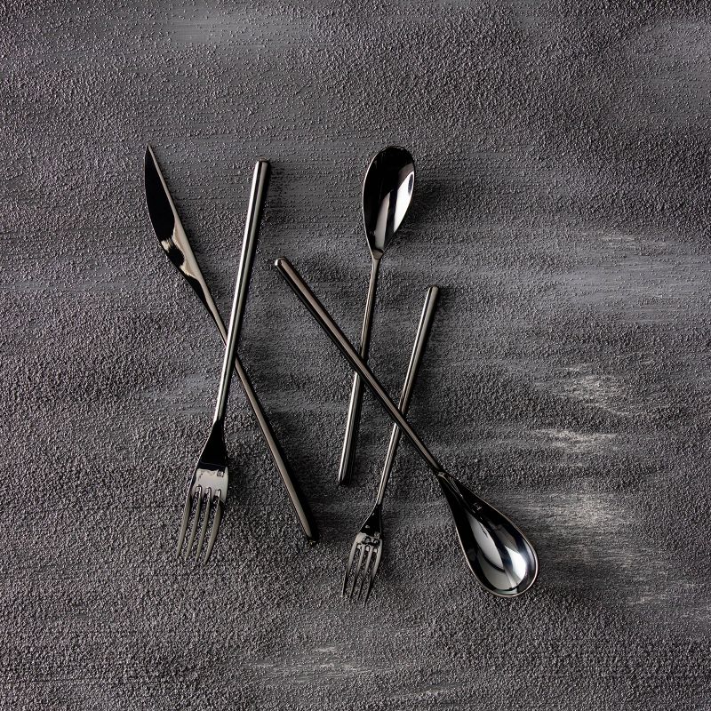 5pc Stainless Steel Dragonfly Silverware Set Black - Fortessa Tableware Solutions, 3 of 5
