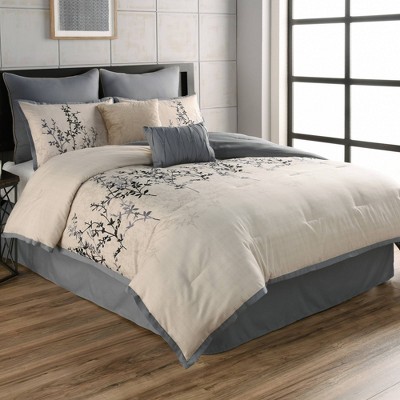 Riverbrook Home 8pc Queen Hayden Comforter Bedding Set Blue: Includes Euro Shams, Decorative Pillows, Woven Polyester