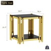 Dolonm Stainless Steel Round Glass End Table，Side Table - 2 of 4