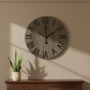 HomeRoots 21" Gray And Black Rustic Wood Silent Analog Round Wall Clock - 2 of 4