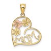 Black Bow Jewelry 14k Tri Color Gold MOM and Flowers Pendant, 20mm - 3 of 4
