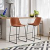 FURNIinspire Counter And Bar Stools Armless Faux Leather Barstools With Metal Legs And Footrest, Dining Chairs For Kitchen, Brown, 20"*19"*39" - 2 of 4