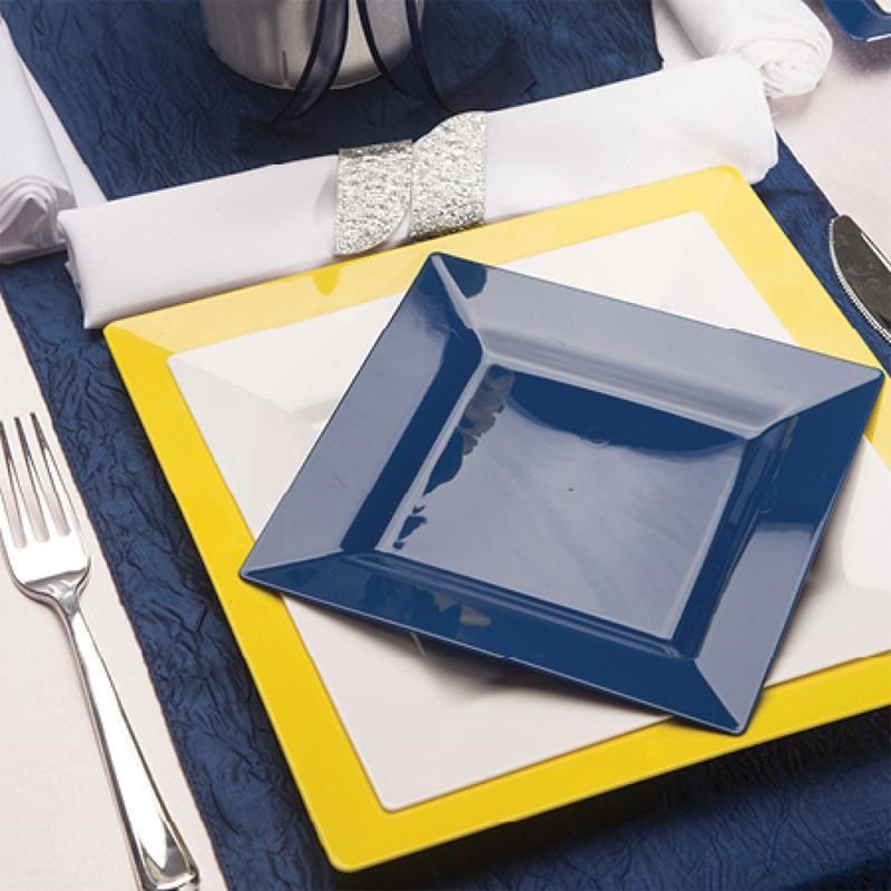 Smarty Had A Party Midnight Blue Square Plastic Dinnerware Value Set (120 Dinner Plates + 120 Salad Plates), 3 of 5