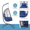 Infurnic Patio Swings, Hanging Egg Swing Chair with Stand and Soft Seat Cushions, Swinging Seat for Balcony Backyard Garden, Blue, 37.4"*37.4"*77" - 3 of 4