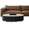 Sapphtopaz Modern Coffee Table with Marble Top & Gold Stainless Steel Base Square End Table with Groove Coffee Bar Home Decor for Living Room - 2 of 4