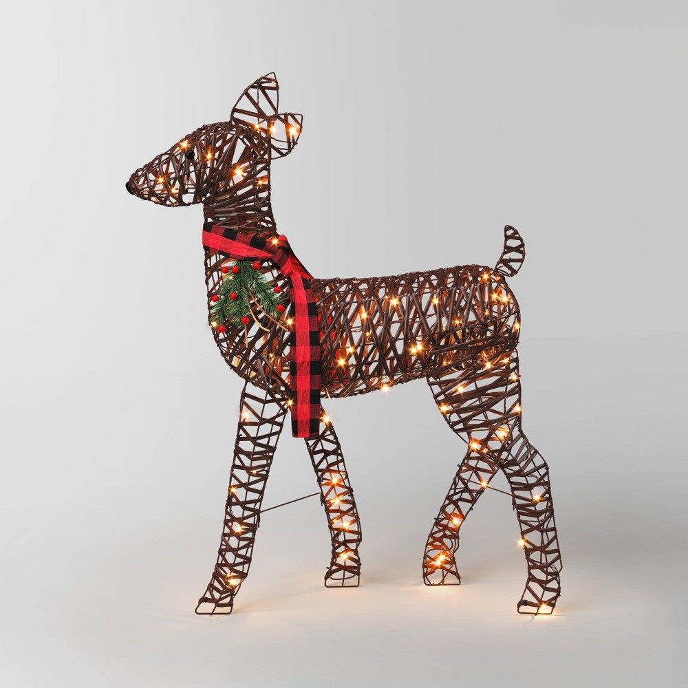 LED 37" Faux Rattan Doe Christmas Novelty Sculpture Light Warm White - Wondershop™