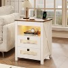 Vlsrka White Farmhouse Nightstand with Concealed Storage, USB & Type-C Ports, LED Motion Sensor Light for Rustic Interiors - 2 of 4