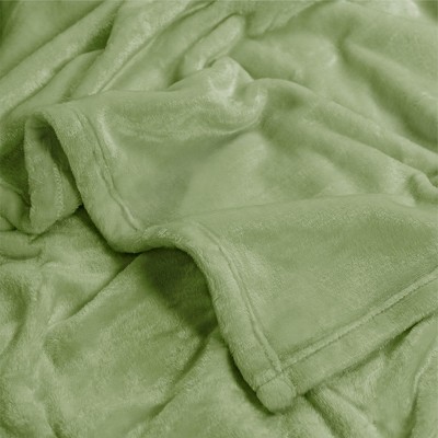 Sage Green Fleece Throw Blanket for Sofa Couch