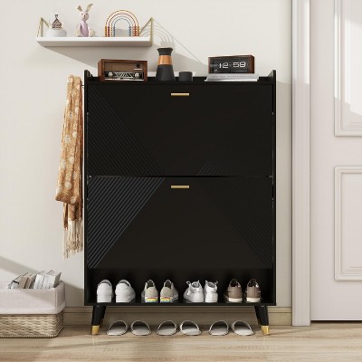 TIRAMISUBEST Slim Shoe Cabinet with Flip Drawers for Entryway & Hallway