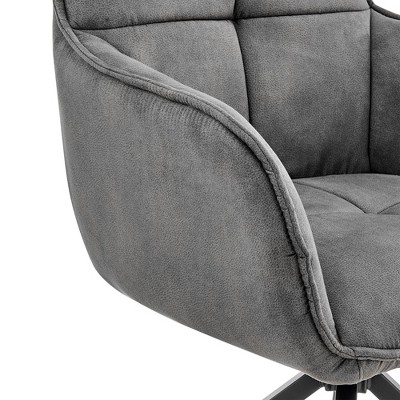 Charcoal Velvet High Swivel Arm Chair with Stainless Steel Base