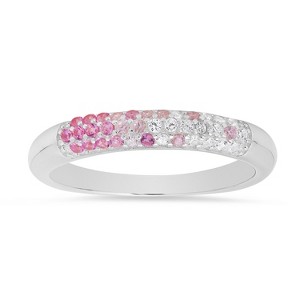 Sterling Silver Petite Pink Ombre Pave CZ Band Ring - 1 of 3