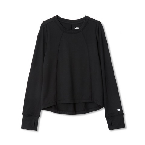 Lands' End Kids Active Long Sleeve Top - Medium - Black