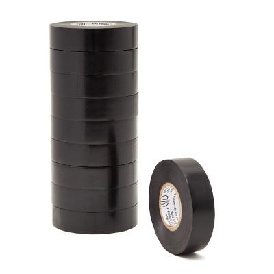 Stockroom Plus 10 Rolls Flame Retardant Electrical Tape, Up to 600V and 176°F (Black, 60 Ft)