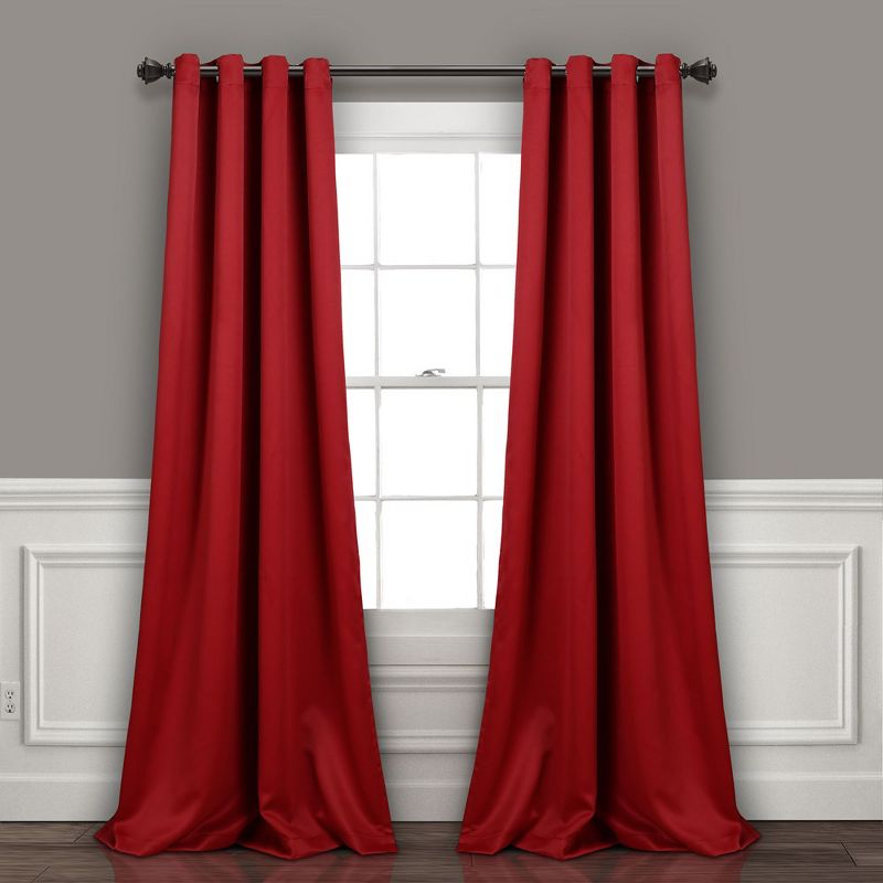 Home Boutique Insulated Grommet Blackout Window Curtain Panels Red 52x108 Set, 1 of 2