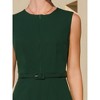 INSPIRE CHIC Women's Round Neck Sleeveless Zip Front Belted Fit Flare Work Dresses - 4 of 4