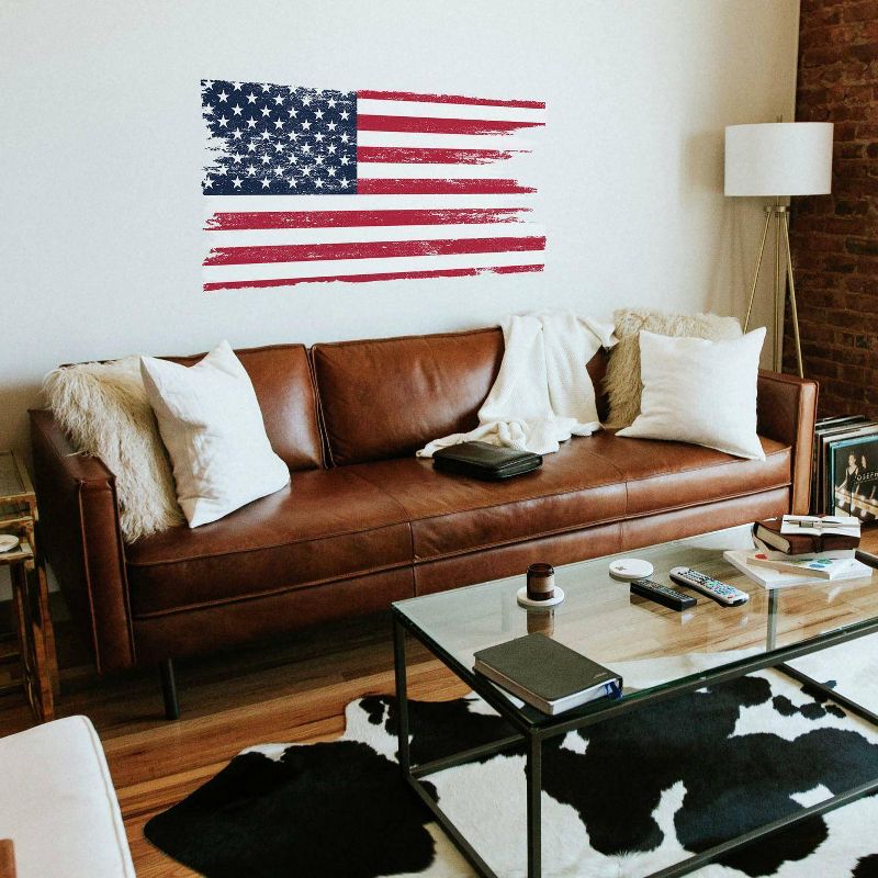 33&#34; x 16.75&#34; Distressed American Flag Giant Peel and Stick Wall Decal - RoomMates, 1 of 6