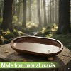 Garnen Kitchen Décor Wooden Tray Acacia Wood Tray for Coffee Table Bathroom Vanity Counter, Oval Pedestal Stand Wood Riser Tray Candle Jewelry Holder - 4 of 4