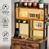 Furnulem Tall Night Stand with 3 Fabric Drawers and LED Lights, Nightstand with Bookshelf - 4 of 4