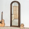 64x21 inch Solid Wood Right Angled Arched Charcoal Baked Full Body Mirror (without Bracket) Tempered Steel - 2 of 4