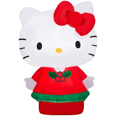 Gemmy Christmas Inflatable Hello Kitty in Red Holiday Dress, 4.5 ft Tall, Multi