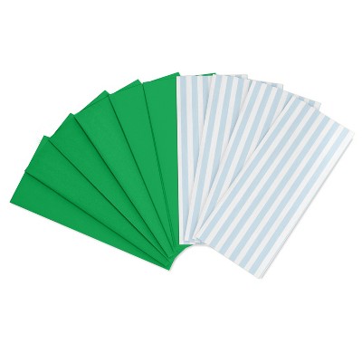 10ct Tissue Papers Blue Stripes/Solid Green