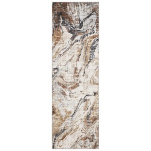 Modern Abstract Area Rug Machine Washable Rug, Non-Slip Faux Wool Soft Floor Carpet, Low Pile Foldable Accent Rug for Living Room, Dining Room - 1 of 4