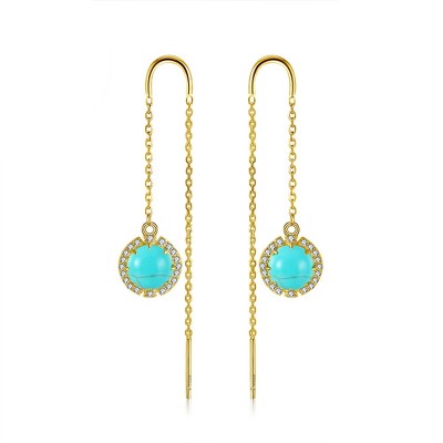 Chain Threader Dangle Earrings for Women Gemstone Sterling Silver Ginger Lyne Collection
