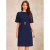 INSPIRE CHIC Women's Short Sleeve Midi Crewneck Belted Casual Swing Dress - 3 of 4