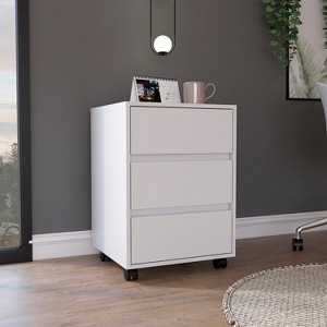 Grungis Modern File Cabinet with Wheels,Office Cabinet with 3 Drawers,Printer Stand for Home,Office,White - 1 of 4