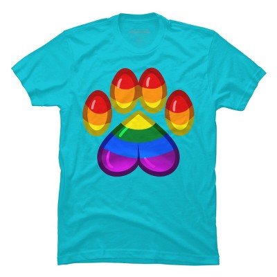 Adult Design By Humans Rainbow Pride Heart Pawprint By leashonlife T-Shirt