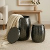 happimess Merida Modern Rustic Hammered Metal Drum Storage Side Table with Lid - 2 of 4