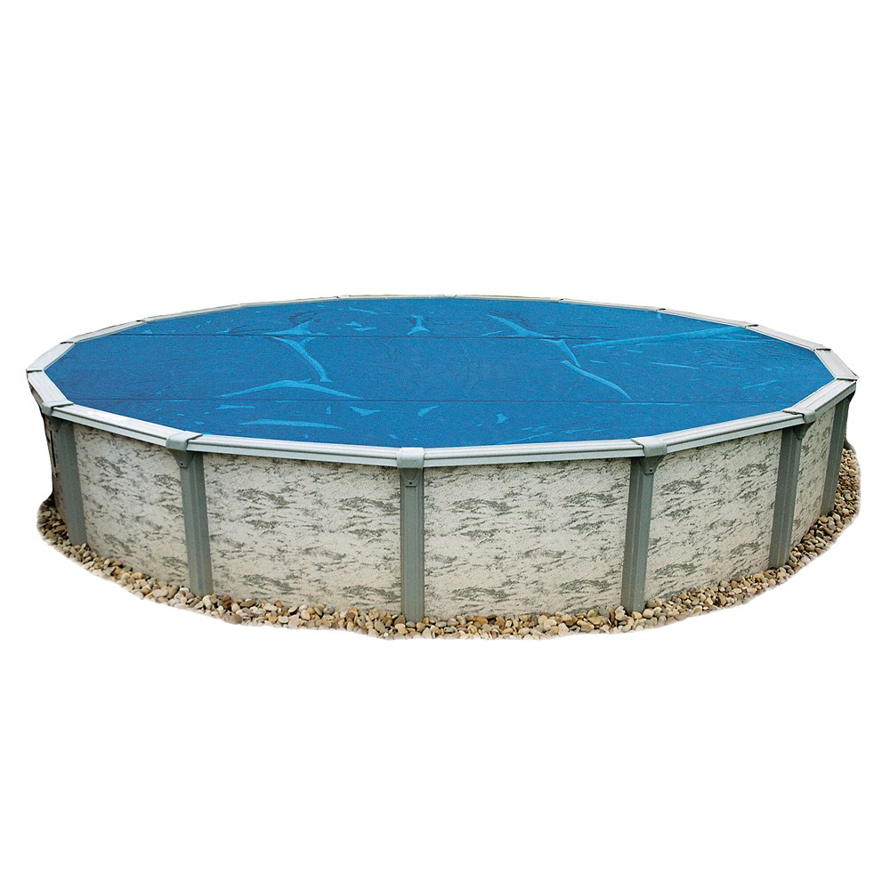 8-mil Solar Blanket for 12-ft Round Above-Ground Pools - Blue Cover with UV-Resistant Thermal Bubbles