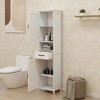 Resenkos Double Door Narrow Height Slim Floor Standing Cabinet, Floor Cabinet for Bathroom, Living Room, Entryway, Kitchen, White - 3 of 4