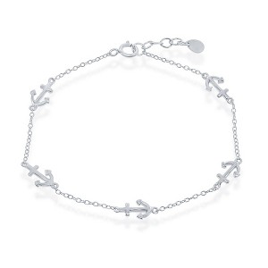 Bella Silver Sterling Silver, Anchor by the Yard Bracelet - Silver - 7.5 Inch - 1 of 2