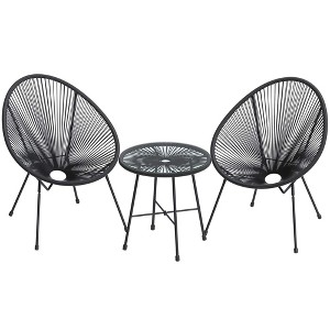 COMHOMA 3-Piece Outdoor Seating Acapulco Chair, Modern Patio Furniture Set,  1 Table and 2 Chairs, Outdoor Conversation Bistro Set - 1 of 4