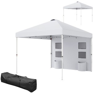 10' x 10' Pop Up Canopy Tent w/ Sidewall, UPF50+ Height Adjustable Instant Sun Shelter w/ Storage Pockets - 1 of 4