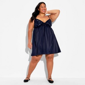 Women's Embellished Mini Babydoll Dress - Wild Fable™ - 1 of 3