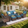 5-Piece Outdoor Wicker Sofa Set with All-Weather Waterproof Cushions, Durable Patio/Garden/Poolside Conversation Furniture Set for Outdoor Lounge - 2 of 4