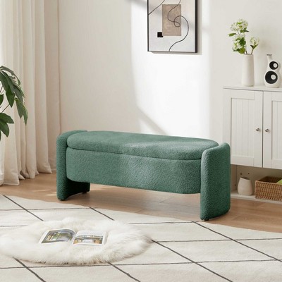CAVINAS Storage Ottoman Bench,Upholstered Ottoman with Storage Compartment for Living Room,Bedroom,Orange/Green/Gray/White/Dark Gray