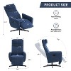 360° Swivel Recliner Chair with With Adjustable Backrest and Footrest, Chenille Upholstered Accent Chair, Blue/Light Gray/Beige-ModernLuxe - 2 of 4