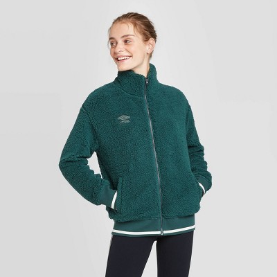 Umbro Women s Full Zip Sherpa Bomber Jacket Dark Green XS