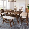 6 PCS Counter Height Dining Set, Dining Table with Storage Shelf, Upholstered Chair and Bench with Rubberwood Frame and Cushion-Coolbibila - 3 of 4