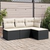 vidaXL Garden Sofa Set Black PE rattan 4 Piece Adjustable Feet - 2 of 4