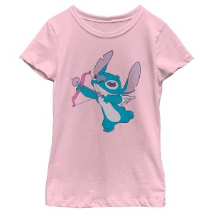 Girl's Lilo & Stitch Cupid Stitch With Heart Arrows T-Shirt - 1 of 4