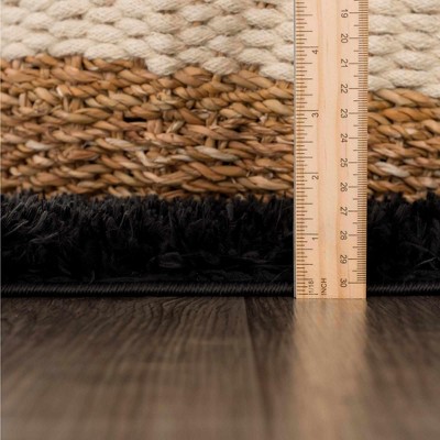 Hauteloom Black Plush Shag Washable 4' x 5'7" Rug