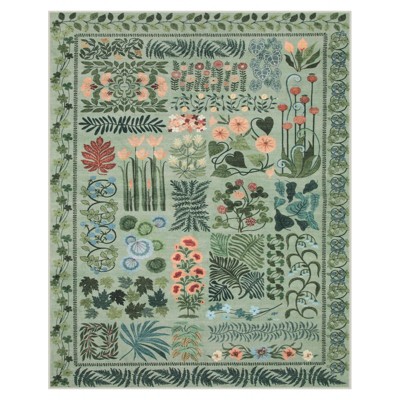 Lahome Fern Patchwork Short Pile Velvet Rectangular Indoor Area Rug