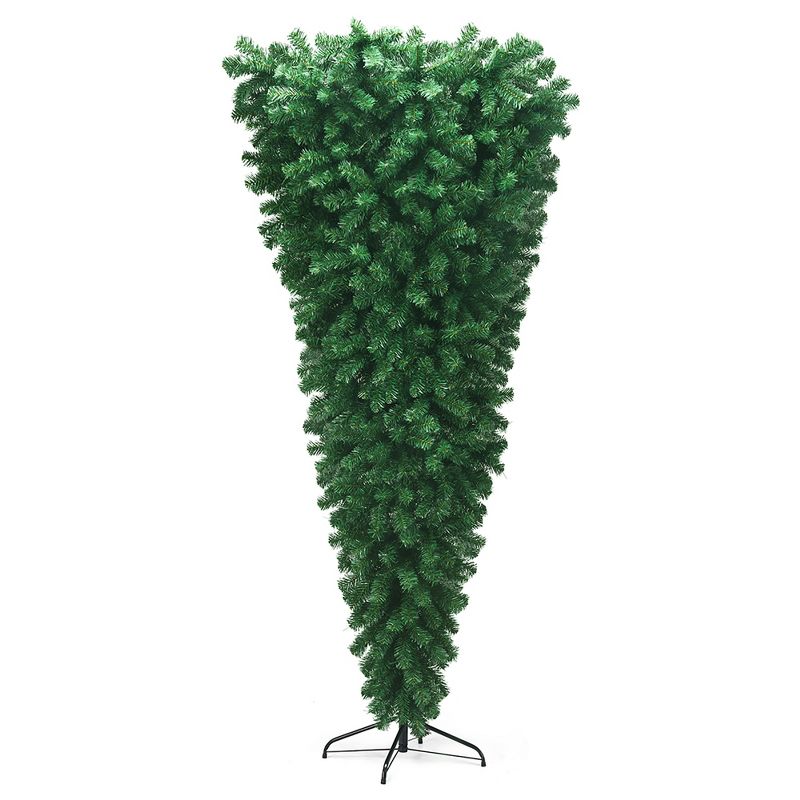 Costway 7Ft Unlit Upside Down Artificial Christmas Tree with 1000 Branch Tips Holiday, 1 of 11