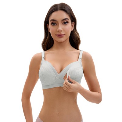 INSPIRE CHIC Women's Nursing Bra Lace Front Closure Adjustable Straps Pumping Maternity Underwear